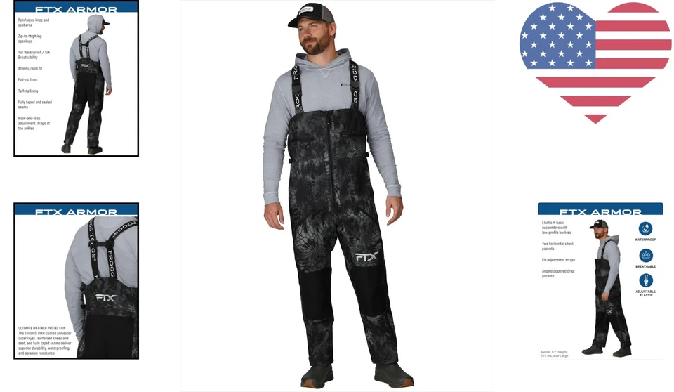 Babadores masculinos impermeáveis ajuste atlético com joelhos reforçados - para pesca e muito mais - Imagem 2 de 4