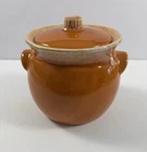 Vintage Hull Pottery Drip GlazeTangerine Orange Bean Pot/Lid Ovenproof USA 6”