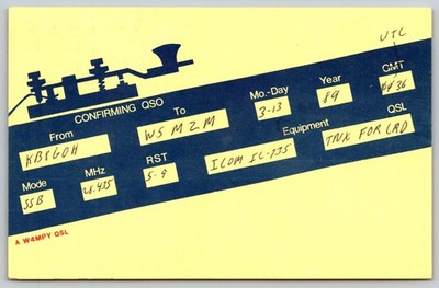 1989 Amateur Radio QSL Postcard KB6LOH to W5MZM Eckman WV Postmark A400