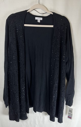 Charter Club 1x Women’s Open Cascade Front Long Sleeve Cardigan Jacket Beaded