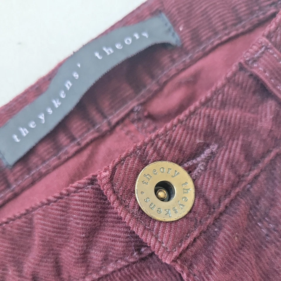 New NWT $295 Theyskens Theory Corduroy Pants Womens 25 Skinny Soft chianti - Image 3 of 4