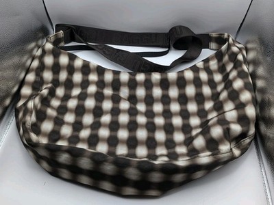 BAGGU Medium Nylon Cresent Bag Blurred Gingham Brown