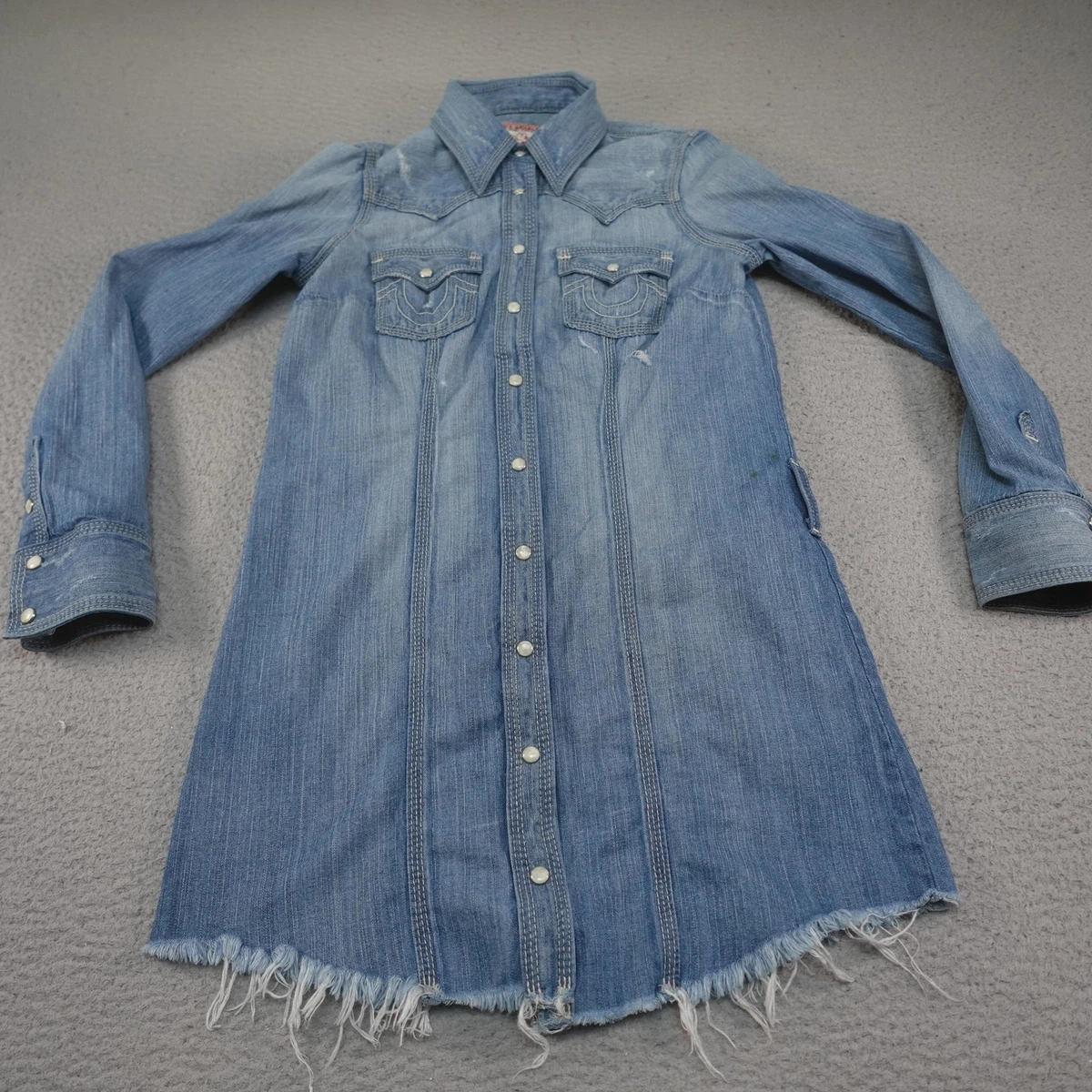 white christmas dresses Buffalo Jeans Women's Gracelynn Denim Shirt Dress with Gathered Skirt, True Blue