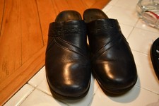 Clarks Bendables Clogs Navy Blue Leather Womens 10 Comfort Mules