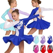 Big Girl's Roller Skating Skirted Leotard Ice Figure Skating Ballet Dance Dress
