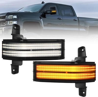 Nilight Side Mirror Marker Light Switchback Amber Turn Signals White Smoked 