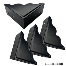 Large Metal Corner Guards 3.7 x 3.7 x 1.5 Inch Set of 4, Decorative Black