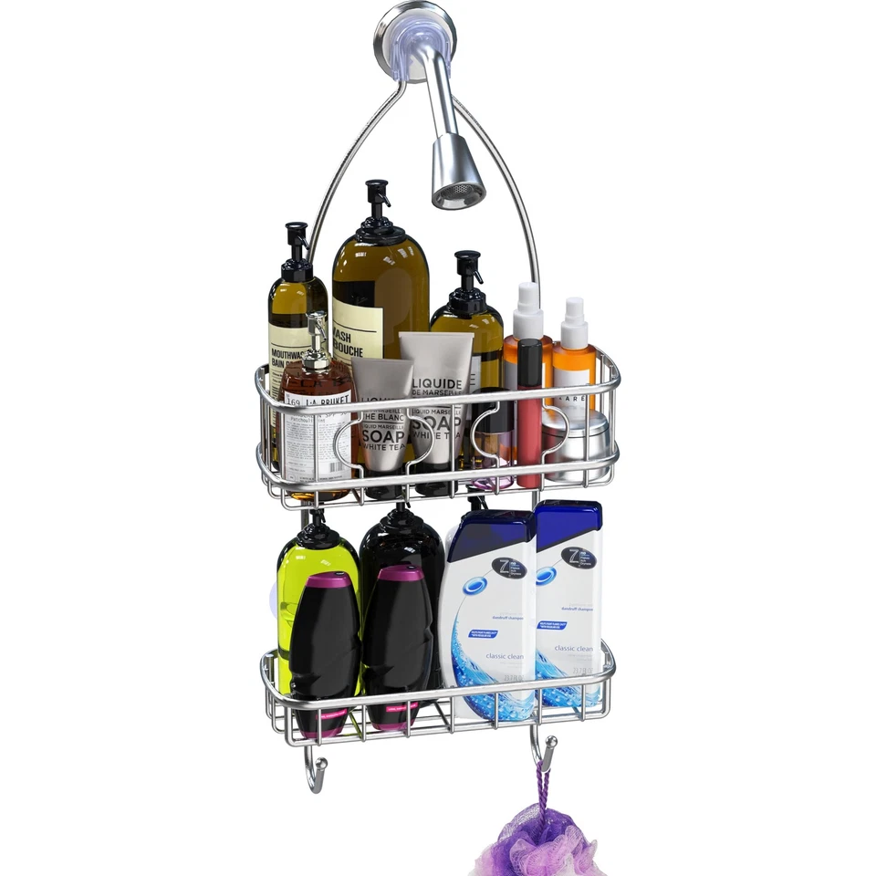 Hanging Shower Caddy, Stainless Steel Organizer, 24 Inch, Bathroom, Silver - Image 4 of 4