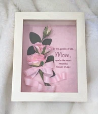 MOM Garden Flower Shadowbox Wooden Frame 3D 9.25" Long x 7.25" wide x 1.75" high