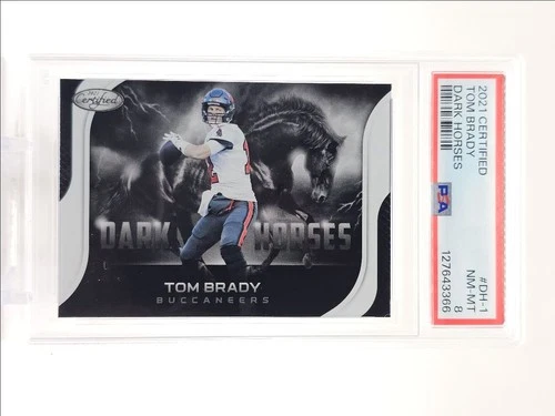 TOM BRADY 2021 CERTIFIED FOOTBALL DARK HORSES BUCCANEERS PSA 8 Q4244