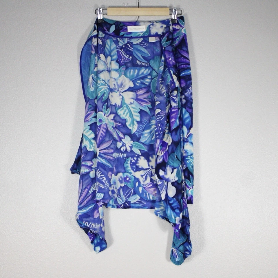 Falda de Colección Dana Buchman Seda Verdadera Envolvente Talla 4 Hawaiana Tropical Tiki Resort Foto 4 de 4