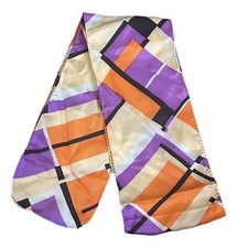 Vtg Bold Color Print Geometric Scarf Head Wrap Hair Accessory Belt Hippy Mcm 57"