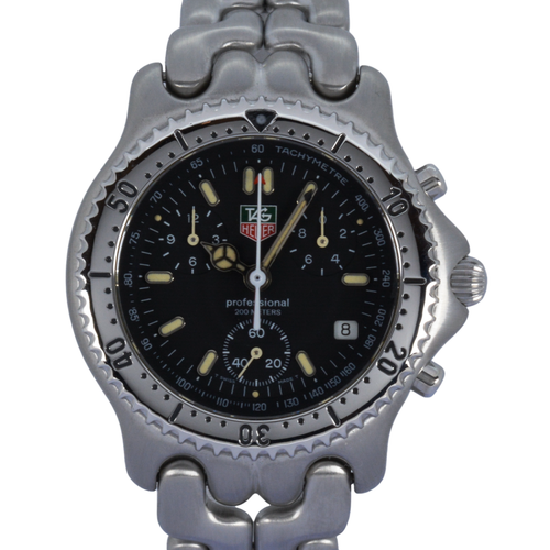 Men's Tag Heuer 38mm SEL Professional Black Dial Chronograph Watch