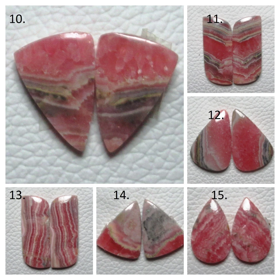 Natural Rhodochrosite Pair Cabochon Loose Gemstone For Jewelry Making J 8747 - Image 3 of 4