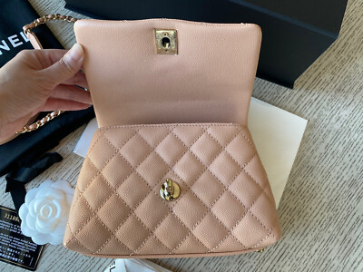 NIB 100%AUTH CHANEL 21P Rose Clair CaviarLeather Extra Mini Coco