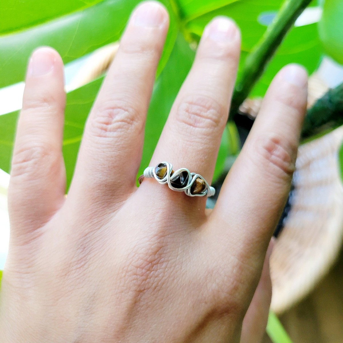 Dainty Handmade Silver 3-Stone Wire Ring, size