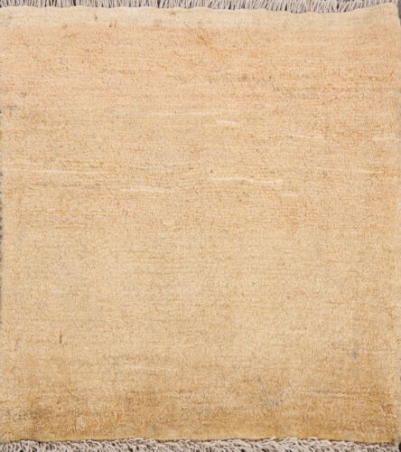 Contemporary Square Gabbeh Beige Wool Hand-knotted Solid Rug Accent Carpet 2x2 - Afbeelding 1 van 18