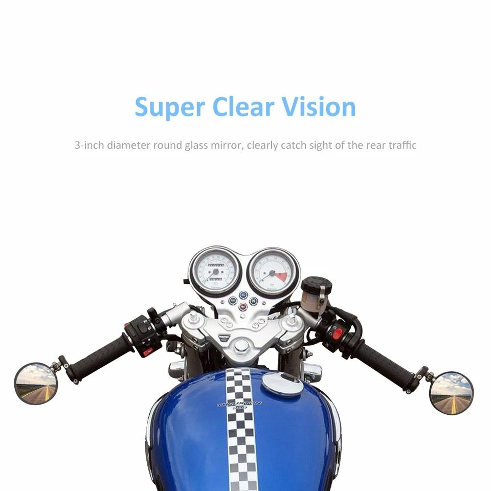 For SUZUKI DRZ400 Black Foldable Motorcycle CNC 7/8" Bar End Mirrors Rearview US - Image 3 of 4