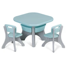 Kids Table and Chair Set 3 Piece w/Toy Storage Bins Toddler Table for Children