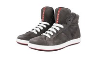 Luxus Prada High Top Sneaker Schuhe 4T2842 Grau Wildleder Neu New 8 42 42,5