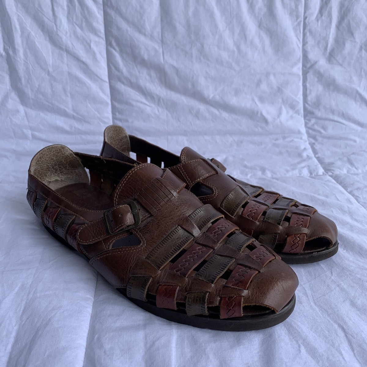 SAO Stacy Adams Genuine Leather Straps Fisherman Mens Casual Shoes