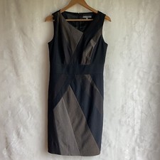 Classiques Entier Black Brown Wool Cotton Blend Sheath Dress Womens Size 4