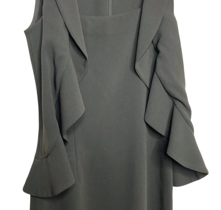 Love Moschino abito donna nero doppio volant senza maniche peplo tubino taglia 2