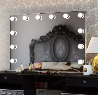 Venezianischer Hollywood Spiegel Silber Rechteckig Make-up Badezimmer Waschtisch Schlafzimmer