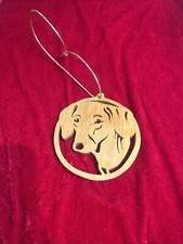 Wood Carved Dachshund Christmas Ornament. Weiner Dog