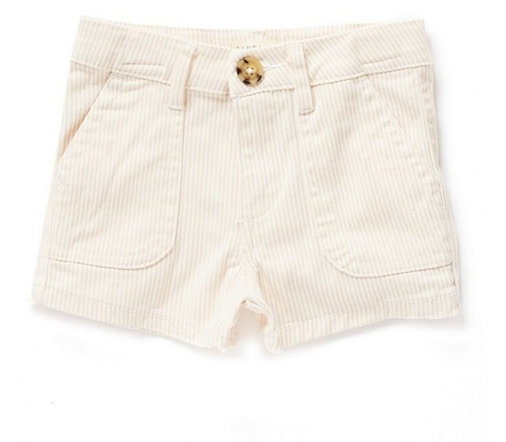 Copper Key Girls Striped Print Washed Stretch Chino Shorts Size 12