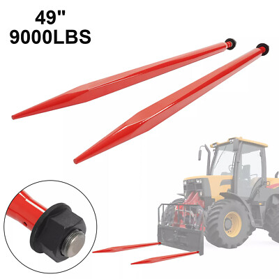 #ad 2PCS 49quot; Hay Bale Spear Quick Attach Spike Fork For Tractors Loaders 4500LBS Red $113.05