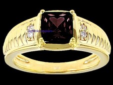 Natural Smoky Quartz  CZ Gemstones 925 Sterling Silver Gold Plated Ring 444