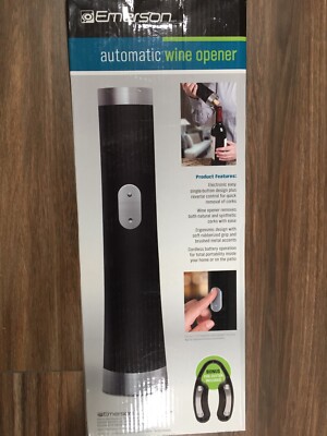 EMERSON Automatic Wine Opener w Foil Cutter Brand New Ships Without Box 1641335