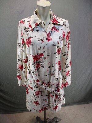 Warehouse Size 8 Womens Multicolor Floral Cotton Blend Belted Trench Coat 1Bl12