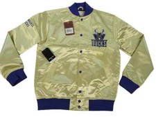 New Milwaukee Bucks Mens Sizes Mitchell & Ness Gold Light Satin Snap Jacket $135