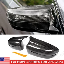 Pair Carbon Fiber Style Side Mirror Cover Caps for BMW G15 G21 G22 G30 2019-2021