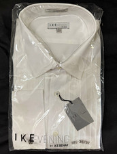 IKE EVENING 18.5 36/37 White Pleated Tuxedo Shirt Regular Collar