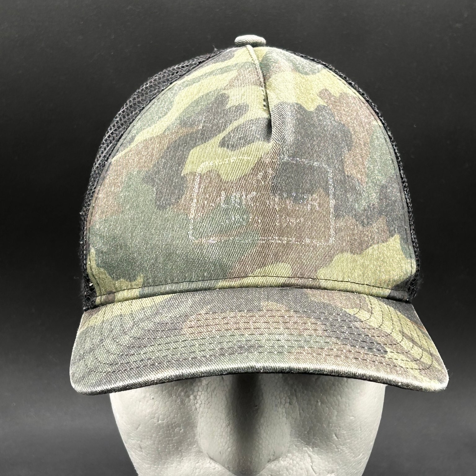 Quiksilver Trucker Hat Youth Adjustable Camo Black Mesh Snapback Faded
