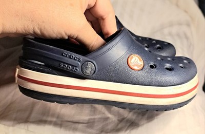Crocs Unisex Children's Navy W White & Red Crocbands Clogs, US Size C 11