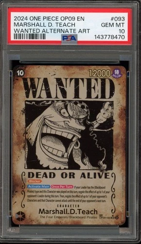 One Piece CCG Marshall.D.Teach Wanted Alternate Art OP09-093 PSA 10 Gem Mint