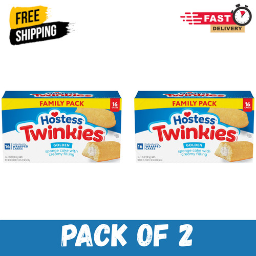 Hostess Twinkies Snack Cakes Golden Sponge Cake with Crème Filling 21.73oz 2 Box