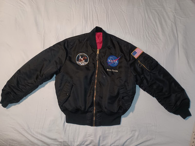 ALPHA INDUSTRIES NASA Jacket Men's Large MA1 Flight Bomber Lined Patched