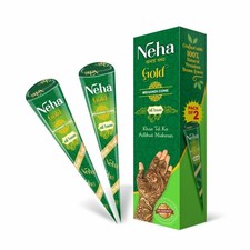 Neha GOLD Mehandi Cone Pure Henna Paste with Essential Oils 25g - 2 Cones