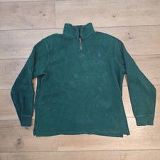 Polo Ralph Lauren Sweater Mens L Green Quarter Zip Mock Neck Cotton Pullover
