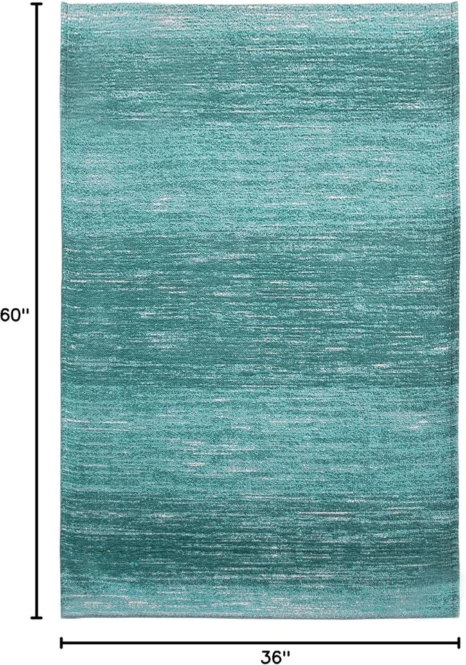 Teal Blue Non-Slip Washable Area Rug 3' x 5' - Perfect for Home or Office - Image 4 of 4