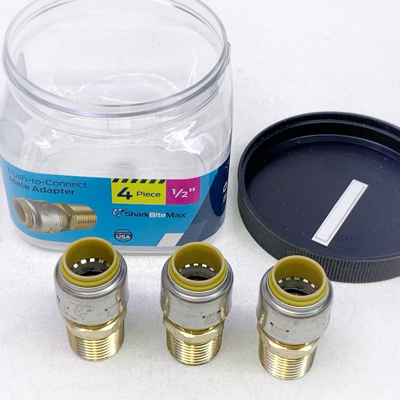 (3-Pk) SharkBite Adapter Fitting Brass 1/2 inch Push-to-Connect x MIP UR120J4