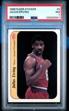 1986 FLEER STICKER #5 JULIUS ERVING PSA 7