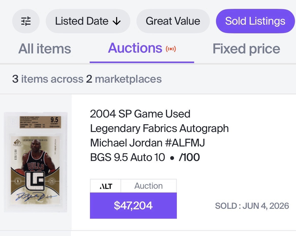 MICHAEL JORDAN 2004 UD SP LEGENDARY FABRICS AUTO /100 🔥PSA 9 MBA Gold view 5