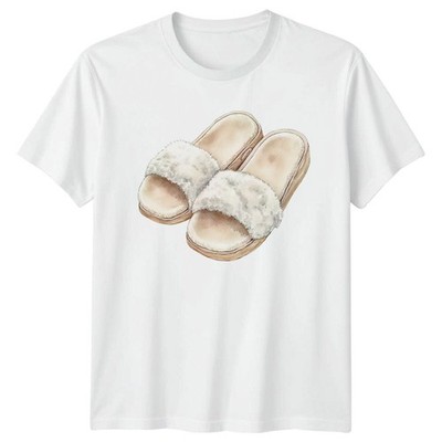 Fuzzy Slippers Fashion Damen T-Shirt Herren Tee Grafik Unisex Oberteil
