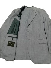 ERMENEGILDO ZEGNA - 46R - Blue Houndstooth Wool  10 Pockets  Sport Coat Blazer